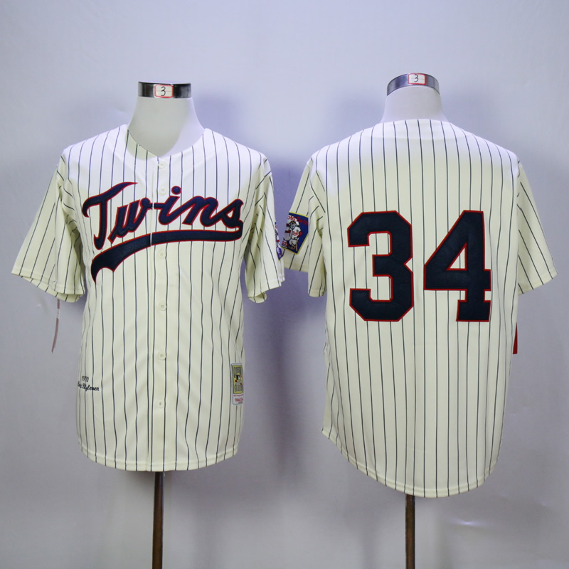 Men Minnesota Twins #34 Puckett Cream Throwback 1969 MLB Jerseys->minnesota twins->MLB Jersey